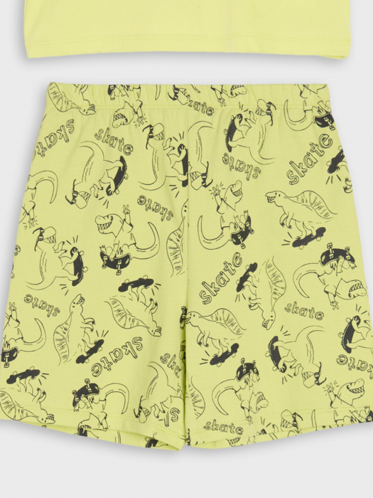 Pijama bumbac cu maneca scurta Dino Skate [3]