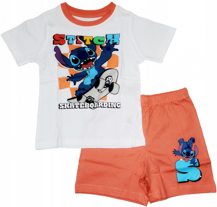 Pijama bumbac cu maneca scurta, Stitch Skateboarding [1]