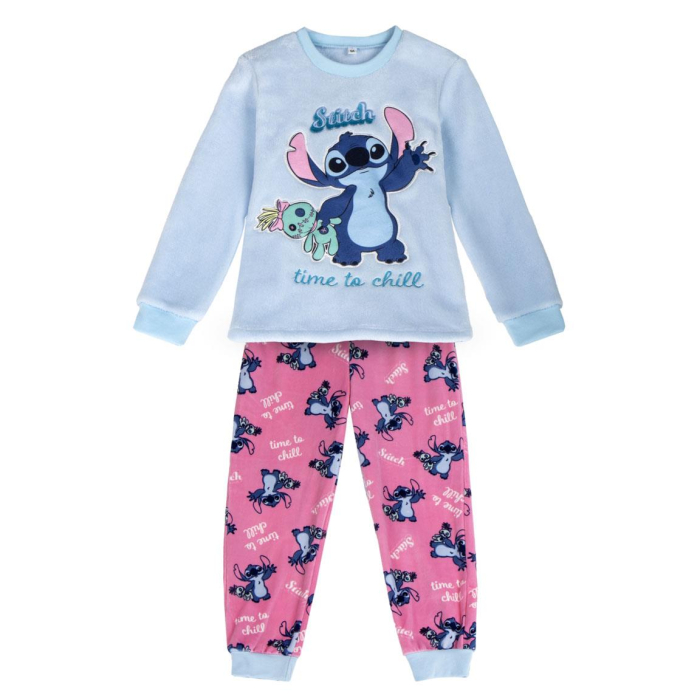 Pijama coral fleece 2 piese cu maneca lunga Stitch Time to Chill [1]