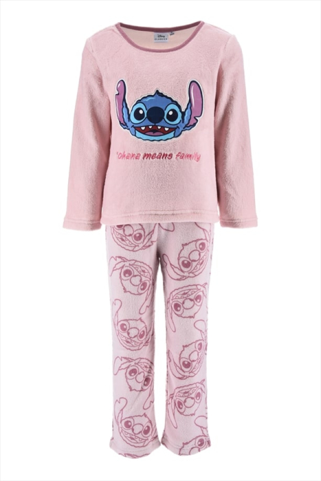 Pijama coral fleece cu maneca lunga Stitch Ohana Family [1]
