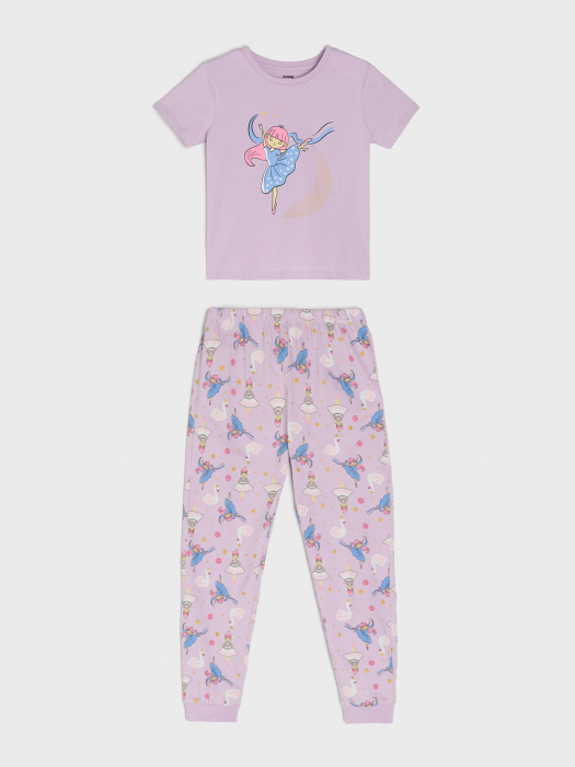 Pijama de vara 2 piese din bumbac cu maneca scurta balerine [1]