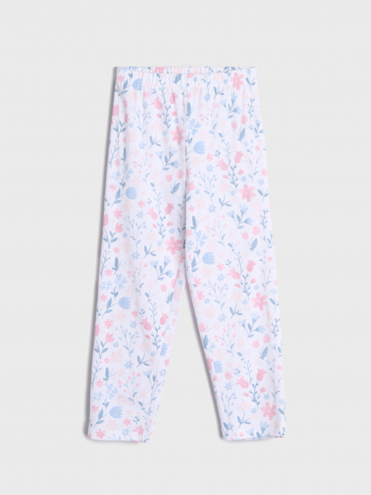 Pijama de vara 2 piese din bumbac cu maneca scurta flori [3]