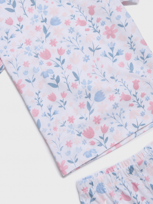 Pijama de vara 2 piese din bumbac cu maneca scurta flori [2]