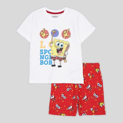 Pijama de vara cu maneca scurta, bumbac, Sponge Bob [2]