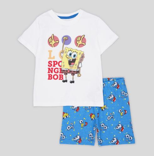 Pijama de vara cu maneca scurta, bumbac, Sponge Bob [2]