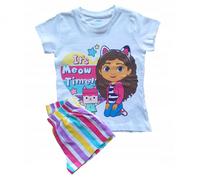 Pijama de vara cu maneca scurta, bumbac, Gabby's Dollhouse Meow Time [1]