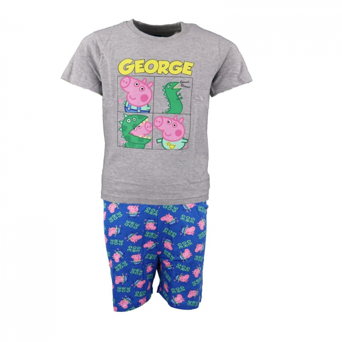 Pijama de vara cu maneca scurta, bumbac, Peppa Pig George [1]