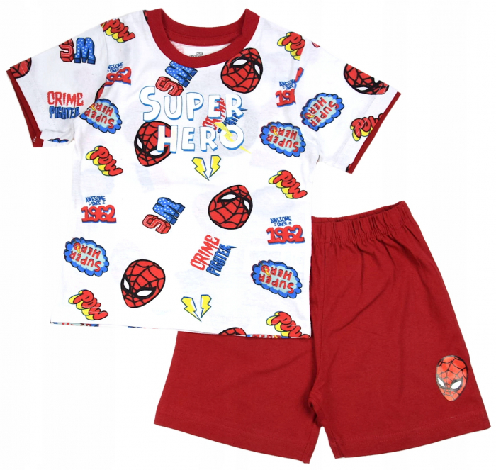 Pijama de vara cu maneca scurta, bumbac, Spiderman Super Hero [3]