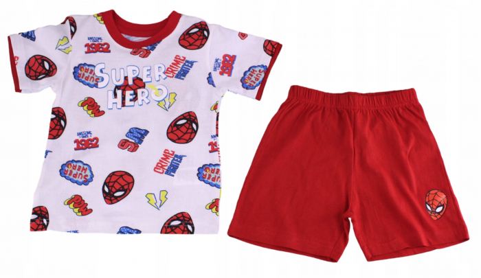 Pijama de vara cu maneca scurta, bumbac, Spiderman Super Hero [4]