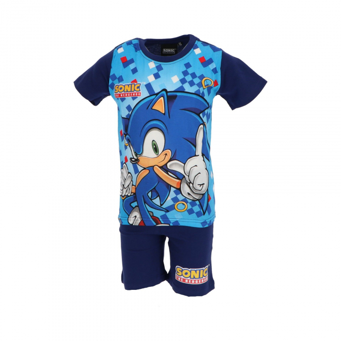 Pijama de vara cu maneca scurta, bumbac, Sonic OK [1]