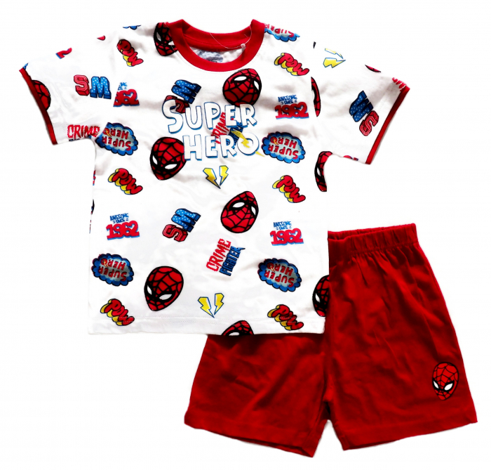 Pijama de vara cu maneca scurta, bumbac, Spiderman Super Hero [2]
