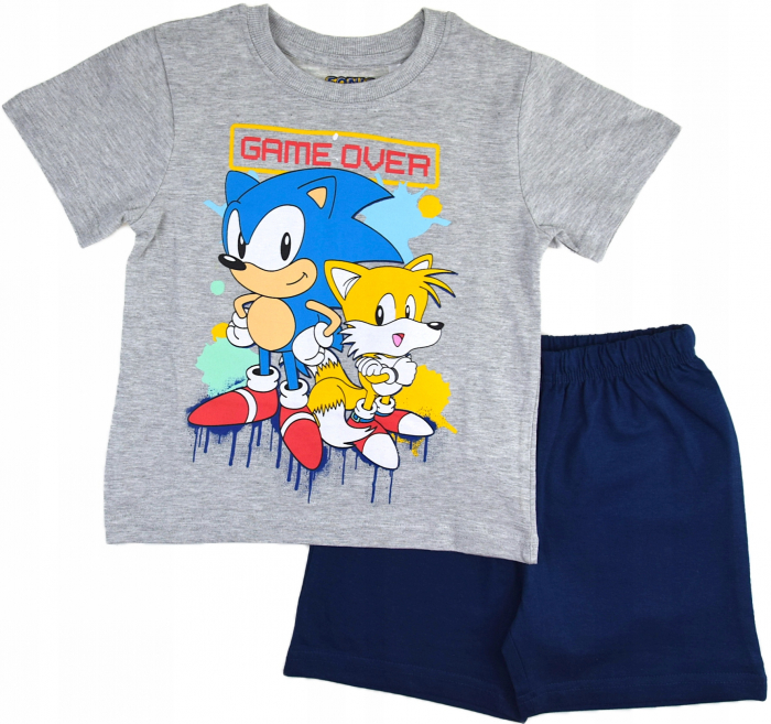 Pijama de vara cu maneca scurta, bumbac, Sonic Game Over [2]