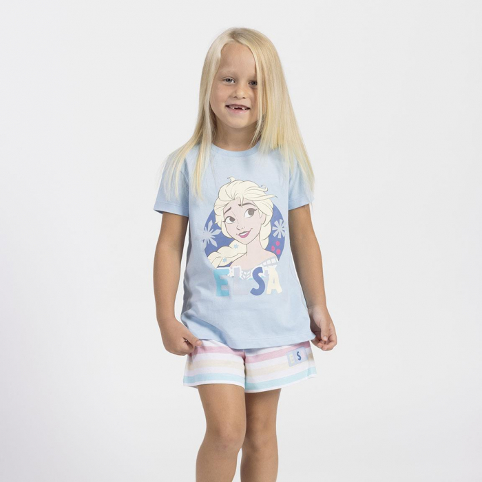 Pijama de vara cu maneca scurta din bumbac, Frozen Elsa Disney [2]
