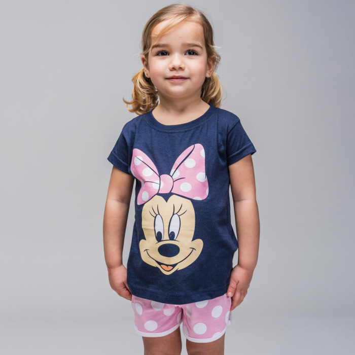 Pijama de vara cu maneca scurta din bumbac, Minnie Mouse [6]