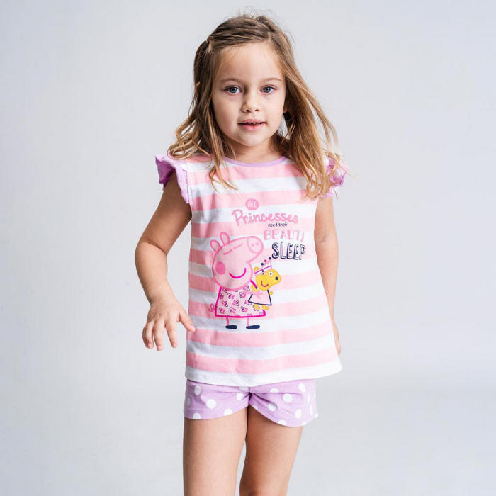 Pijama de vara cu maneca scurta din bumbac, Peppa Pig Princesses [2]