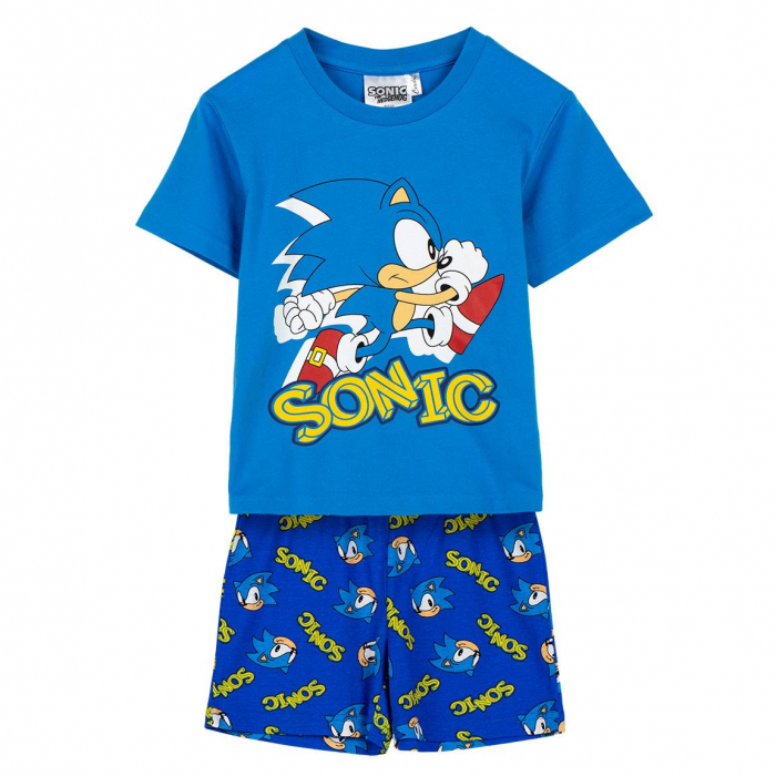 Pijama de vara cu maneca scurta din bumbac, Sonic [1]