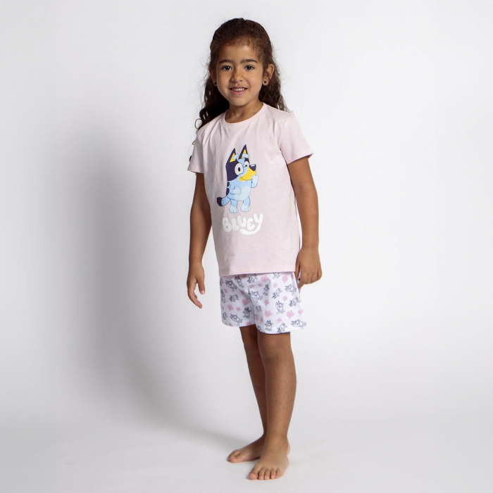 Pijama de vara pentru fete, maneca scurta, bumbac, Bluey [5]