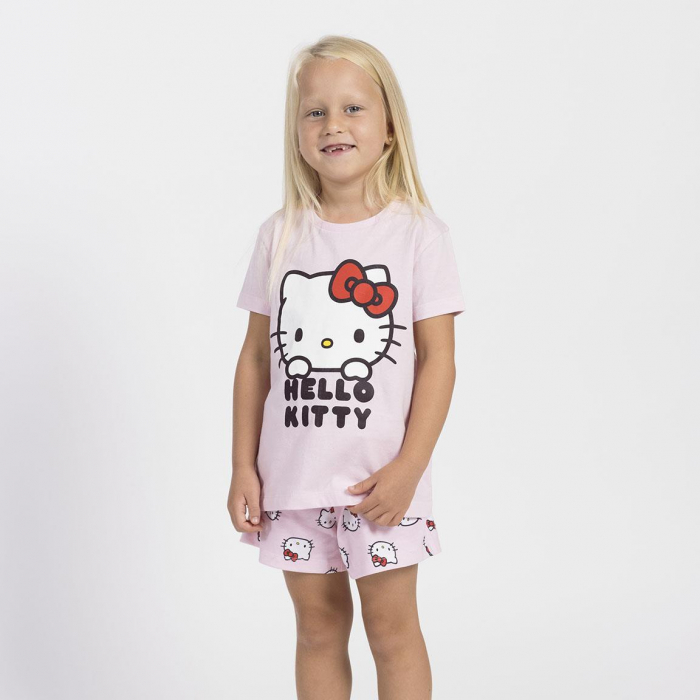 Pijama de vara, maneca scurta, bumbac, Hello Kitty [3]