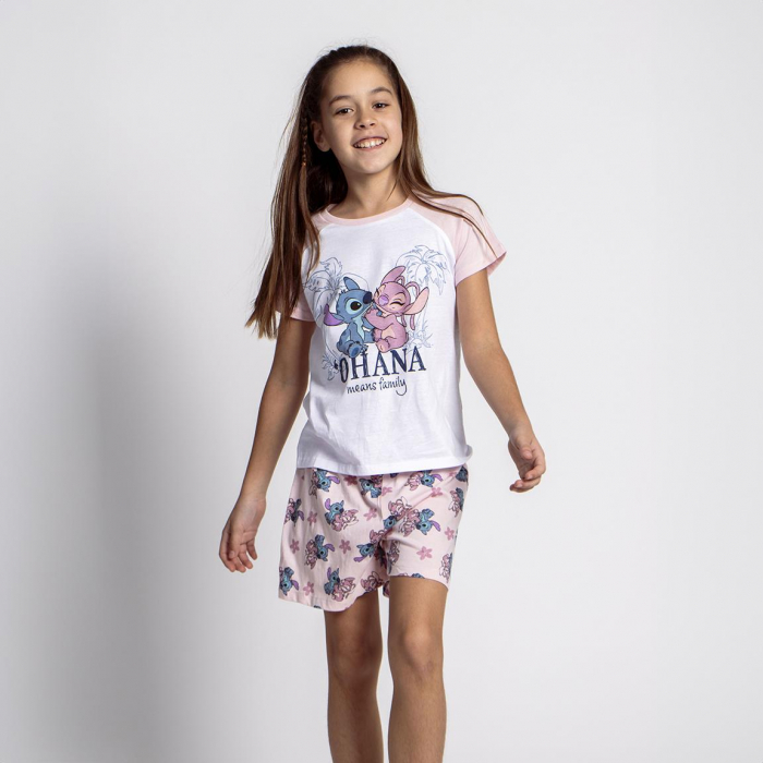 Pijama de vara, maneca scurta, bumbac, Lilo & Stitch Ohana [5]