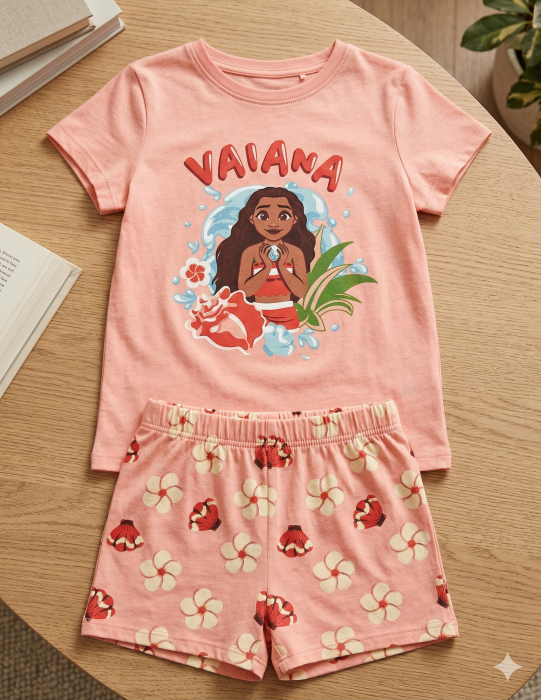Pijama de vara, maneca scurta, bumbac Moana - Vaiana [3]