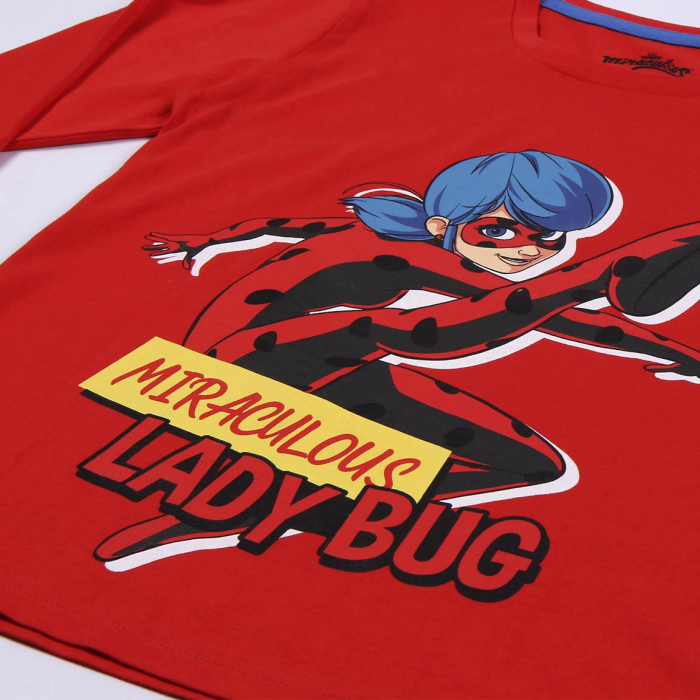 Pijama maneca lunga fete, bumbac, Ladybug [6]