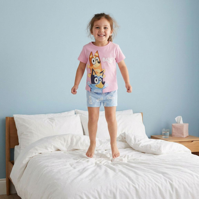 Pijama maneca scurta de vara din bumbac pentru fete, Bluey [3]