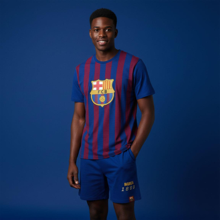 Pijama scurtă din bumbac FC Barcelona pentru adulți pentru copii [6]