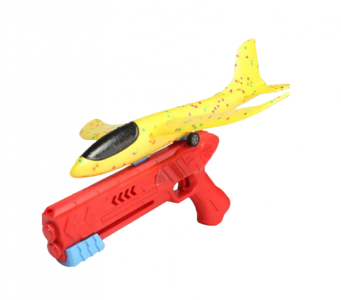 Avion cu lansator cu autocolante incluse, din plastic/spuma, rosu [2]