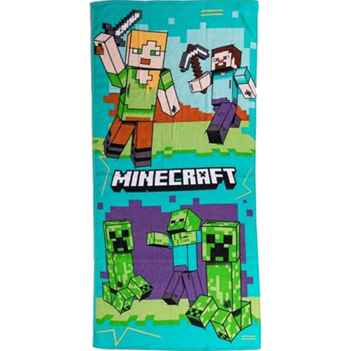Prosop de plaja din bumbac Minecraft Battle 70x140 cm [1]