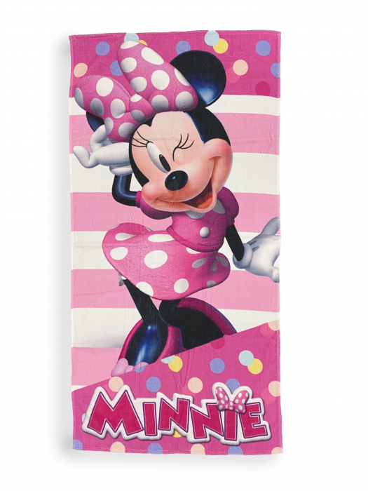 Prosop de plaja bumbac Minnie Mouse Dots, 140x70 cm [1]