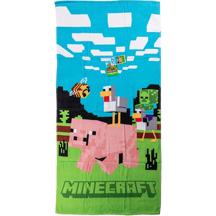 Prosop plaja din bumbac Minecraft Piggy Ride 70x140 cm [1]
