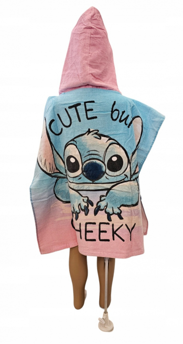 Prosop poncho bumbac, Stitch Cheeky, 60x120 cm [3]