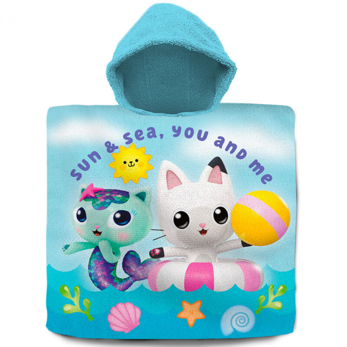 Prosop poncho bumbac, Gabby's Dollhouse Sun&Sea, 60x120 cm [1]