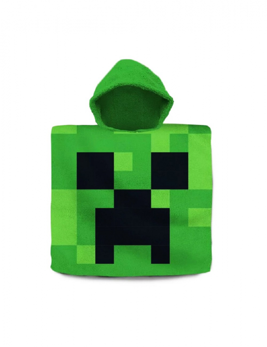 Prosop poncho bumbac, Minecraft Creeper, 60x120 cm [2]