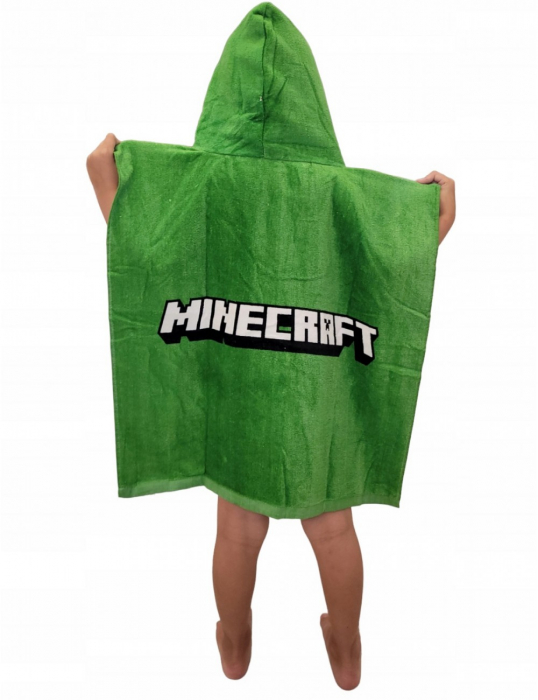 Prosop poncho bumbac, Minecraft Creeper, 60x120 cm [3]