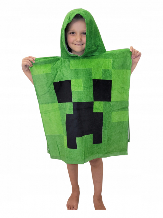Prosop poncho bumbac, Minecraft Creeper, 60x120 cm [1]