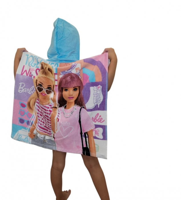 Prosop poncho bumbac, Barbie, 60x120 cm [2]