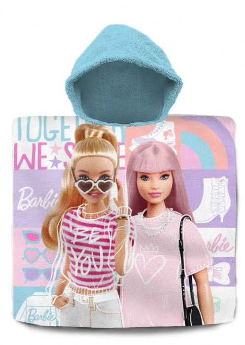 Prosop poncho bumbac, Barbie, 60x120 cm [1]