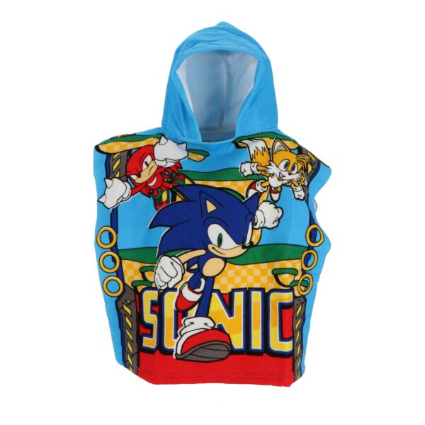 Prosop poncho bumbac, Sonic, Miles si Knuckles 55x110 cm [2]