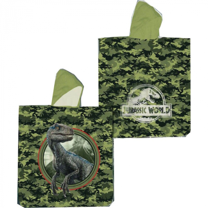 Prosop tip poncho cu Jurassic World, microfibra, 55 x 110 cm [1]