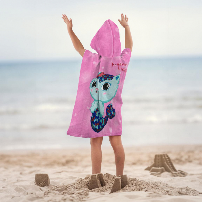 Prosop poncho microfibra, Gabby's Dollhouse Friends, 50x115 cm [2]