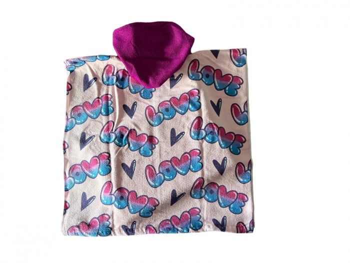 Prosop poncho microfibra, Lilo & Stitch Love, 55 x 110 cm [2]