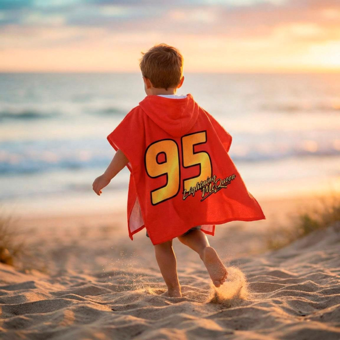 Prosop poncho plaja din microfibra Cars Disney 54x110 cm [6]