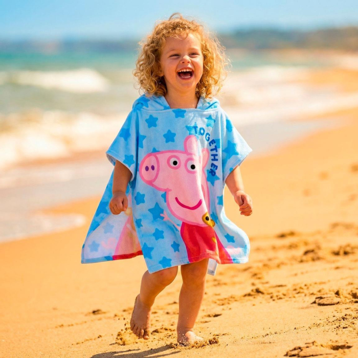 Prosop poncho plaja din microfibra Peppa Pig Together [5]