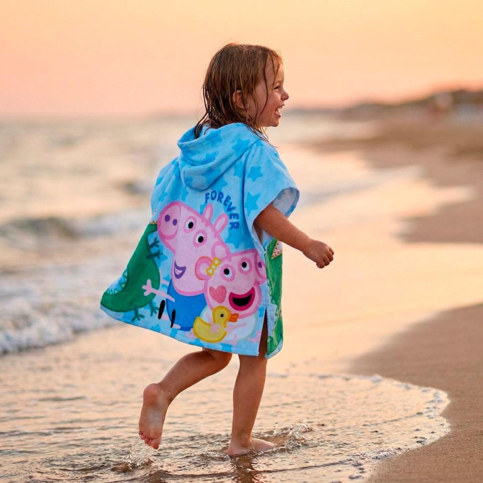 Prosop poncho plaja din microfibra Peppa Pig Together [6]