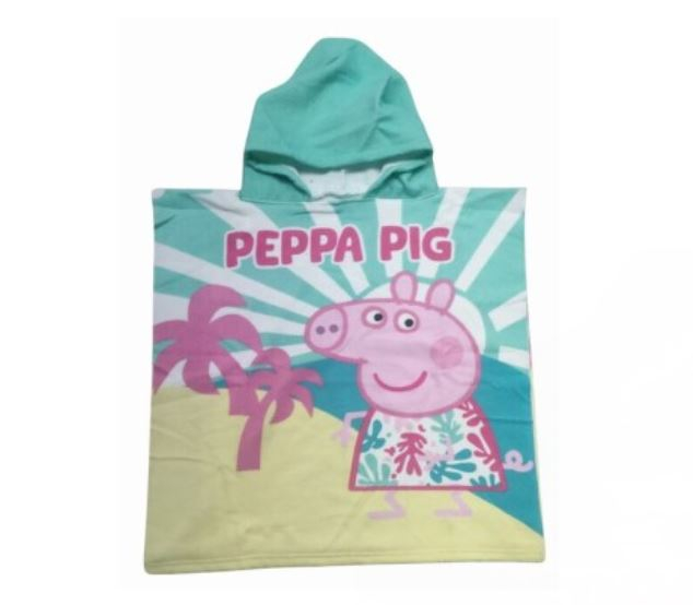 Prosop poncho poliester, Peppa Pig la plaja, 55x110 cm [1]