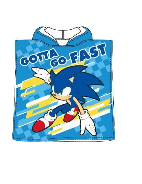 Prosop poncho poliester, Sonic Gotta Go Fast, 55x110 cm [1]