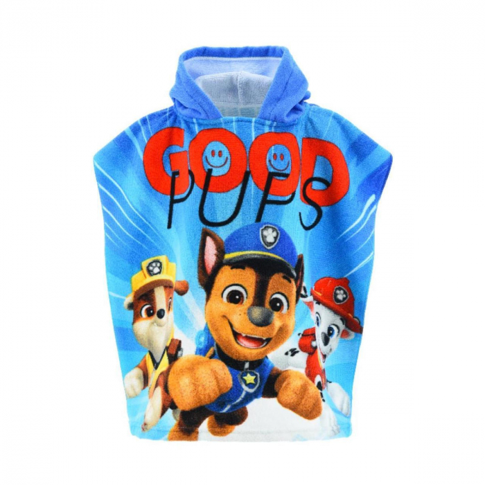 Prosop poncho poliester uscare rapida, Paw Patrol Good Pups 55x110 cm [1]
