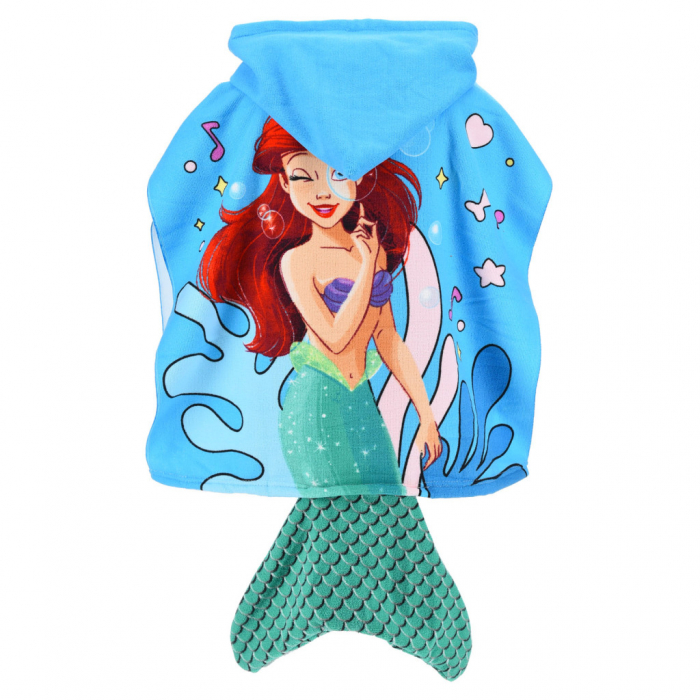Prosop poncho poliester uscare rapida, Printesa Ariel, 55x110 cm [2]