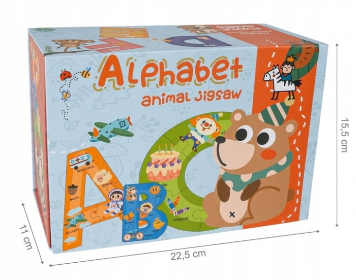 Puzzle cu litere din lemn Animale, 85 piese, 22,5x15,5x11 cm [2]